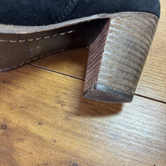 Boden Black Suede Stacked Heel Ankle Bootie Boots Women’s EU 37 US 6.5 - Picture 8 of 11